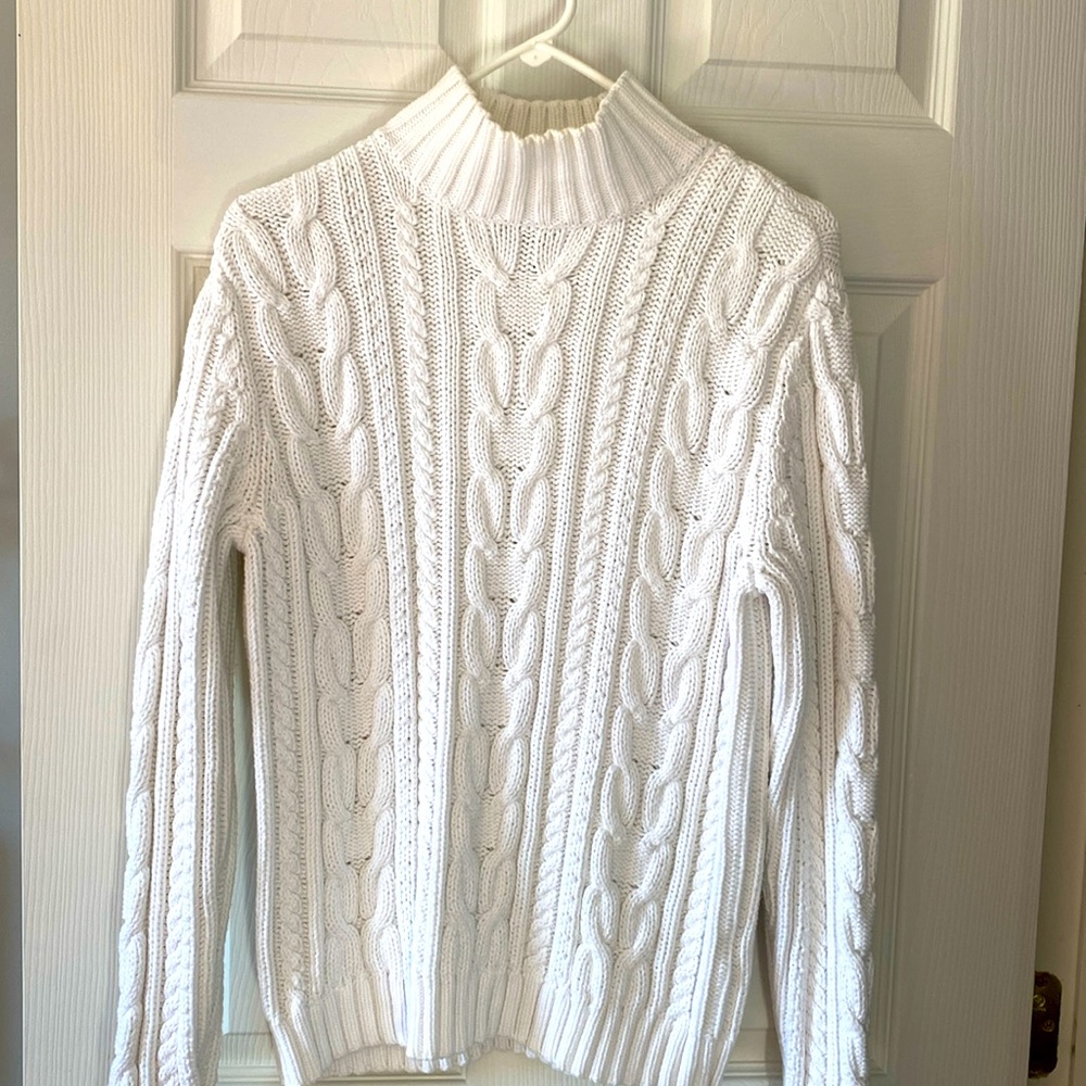 Large Chaps cotton cable turtleneck sweater.